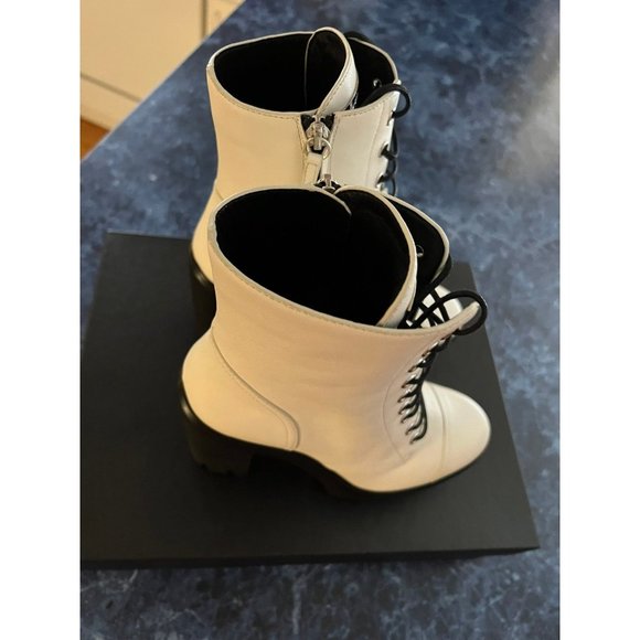 Giuseppe Zanotti Gintonic Leather Platform Booties White Women’s Size 8 - Picture 4 of 9